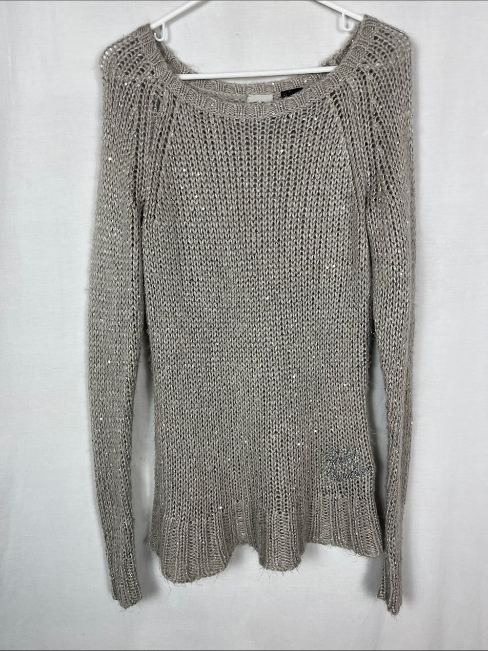 Harley-Davidson Chunky Knit Sequin Gray Sweater